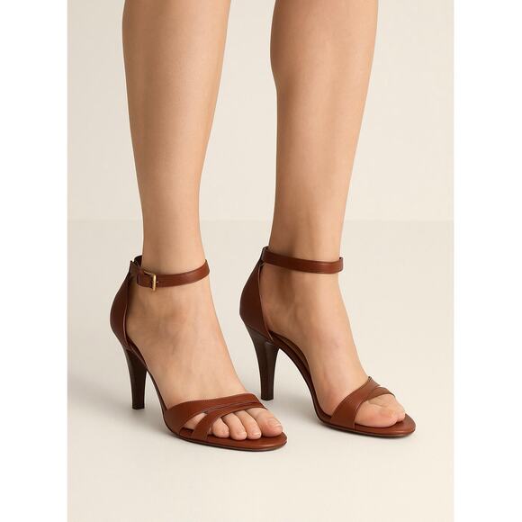 Charles David Brown Leather Open Toe Heels – Made in Italy – Size 36.5 / US 6 - Picture 1 of 11